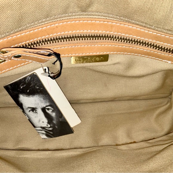 Vintage Calvin Klein Tan Leather Convertible Clutch Crossbody - Picture 12 of 13